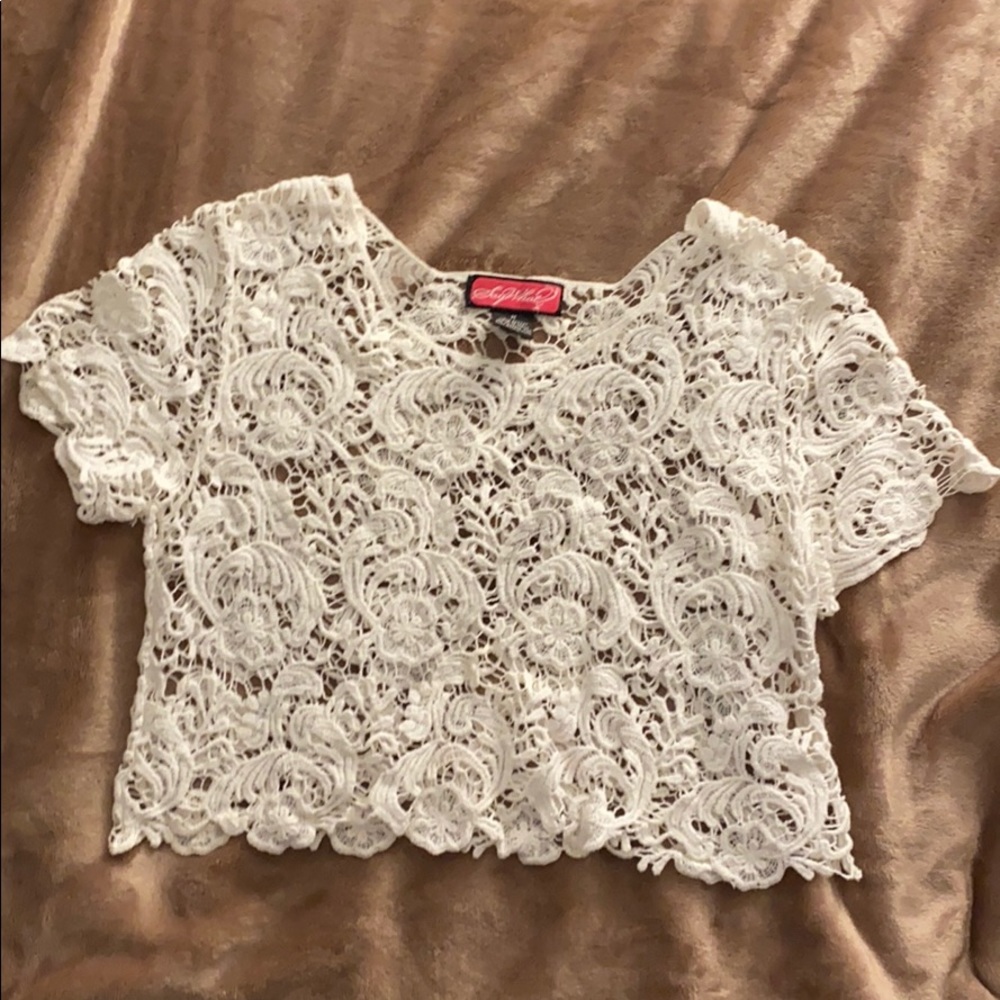 White Lace Crop Top